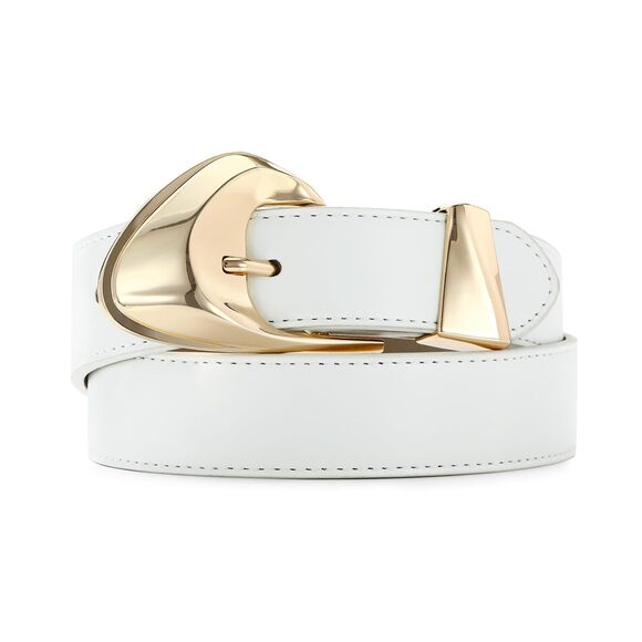 9828 White Leather Belt For Women Casual Fashion Belts With Stylish Gold main image 6